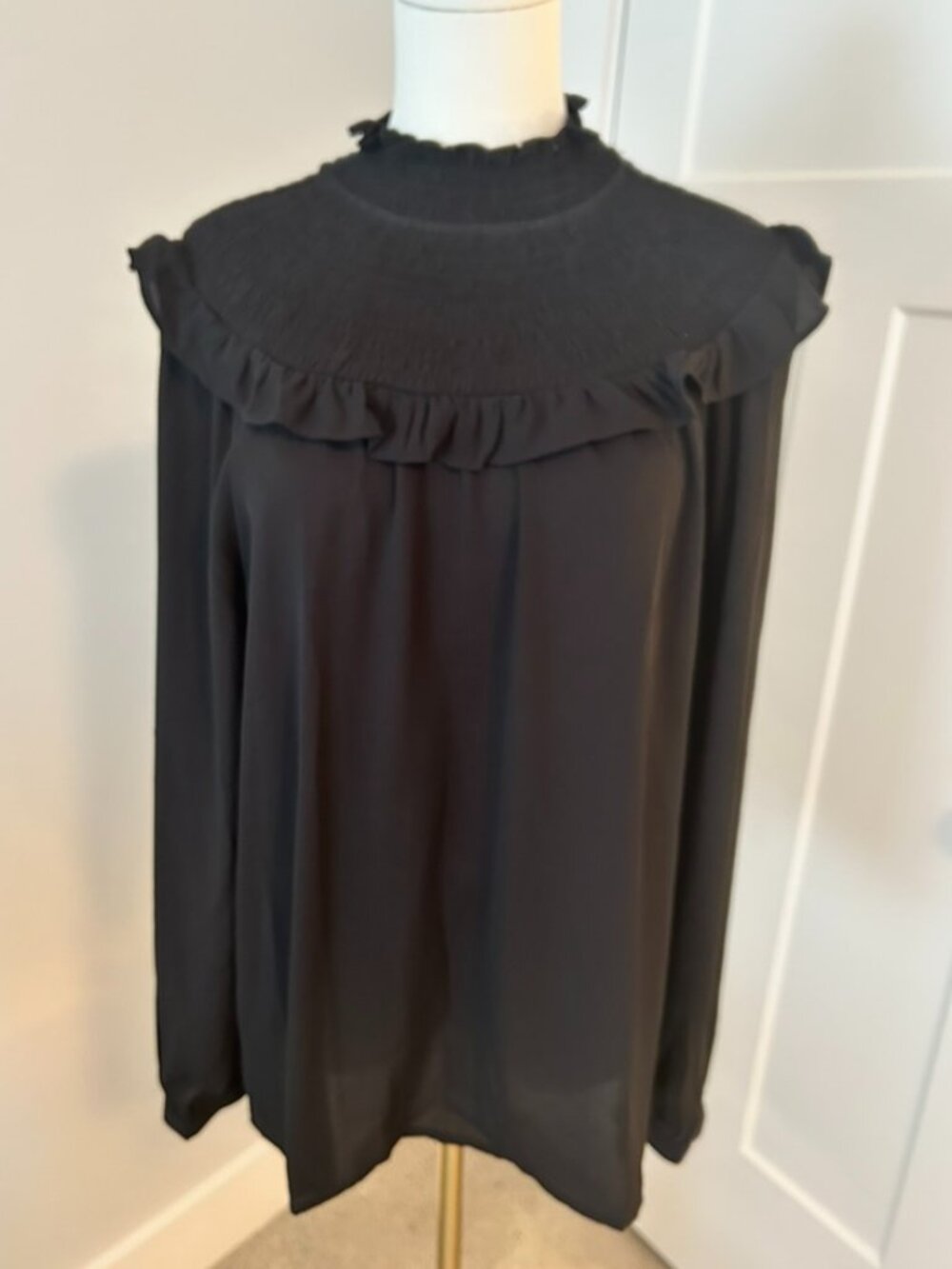 LOFT Long Sleeve Smock Ruffle Blouse